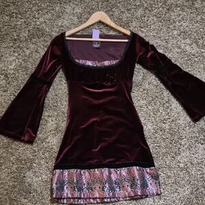 Jade Deep Red Velvet Long Sleeve Dress